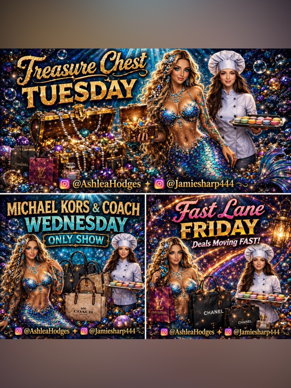(2) ASHLEAS & CHEF JAMIE LIVE SHOW FLYER 🧜🏼‍♀️👩‍🍳 - Picture 6 of 11